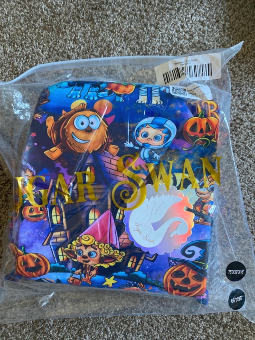 Sugar Swan Halloween Kids Twin Bamboo Bedding Sheet and matching pillowcase NWT